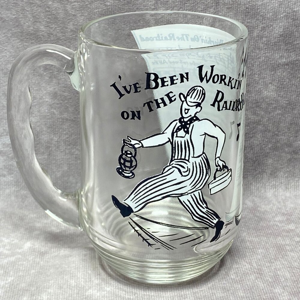 Hazel Atlas Big Top PB Glass "I've Been Workin On The Railroad" Song Lyrics Mug